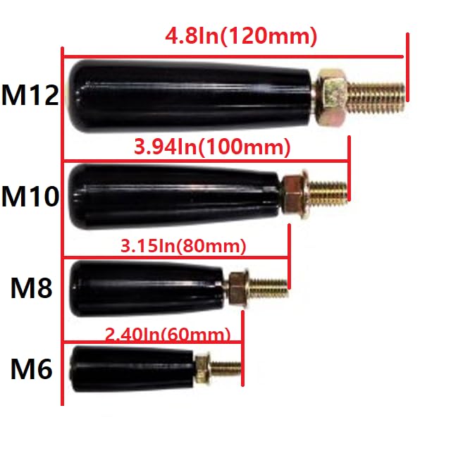 DONGYANG Ind. Co., Revolving Handle M12 * P 1.75mm, L- 4.72" Knob Grip, Metric Thread, Swivel Handwheel with Fixing Nut, Made, Korea