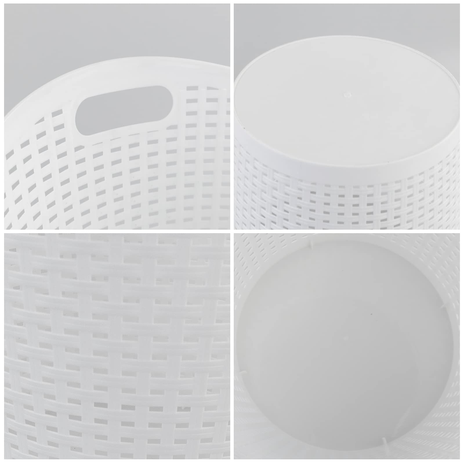 Dehouse Round Plastic Laundry Baskets, White Clothes Hamper, Pack of 6