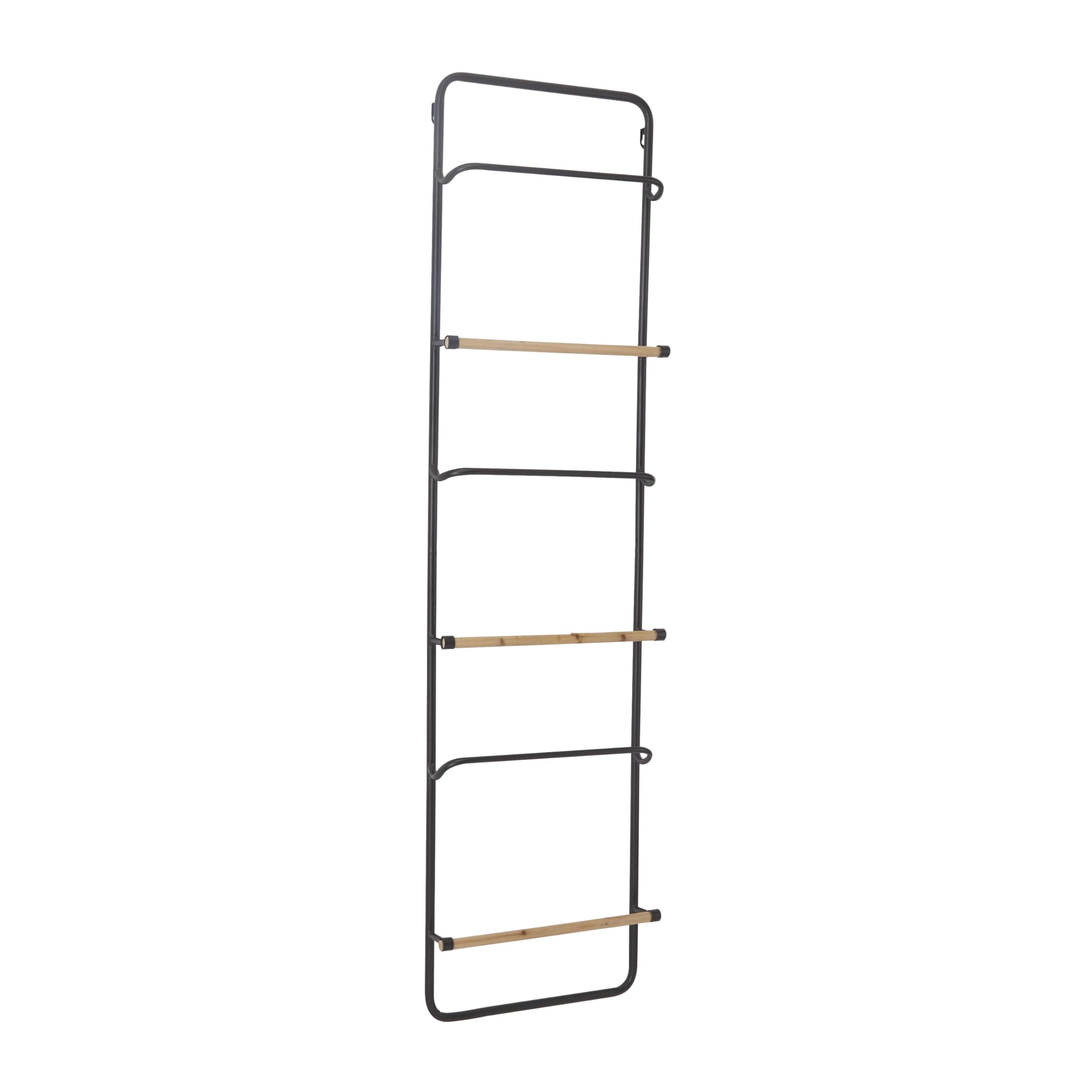 Deco 79 Metal Wall Mounted 6 Rack Magazine Rack Holder, 18" x 4" x 70", Black