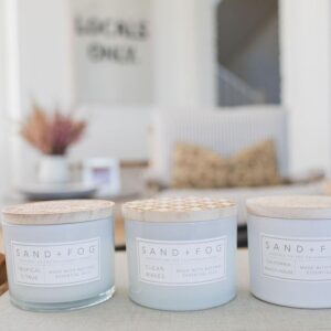 Sand + Fog Scented Candle - California Beach House – Additional Scents and Sizes – 100% Cotton Lead-Free Wick - Luxury Air Freshening Jar Candles - Perfect Home Decor – 12oz