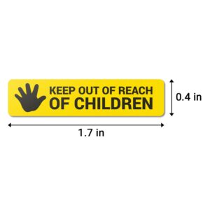 300 per Pack/3PK - Keep Out of Reach of Children Labels - 1.7 x 0.4 inch, Keep Out Reach from Children Stickers for Choking Hazard, Cosmetics, Drug Warning - Pharmacy Auxiliary Label (Yellow)