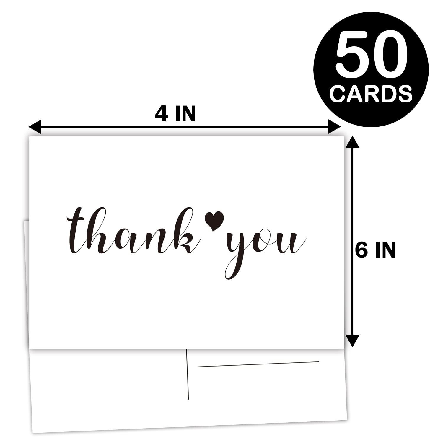 50 Thank You Postcards - Blank with Mailing Side, Thank You Cards for Weddings, Receptions, Baby or Bridal Showers, Birthdays, Graduations, Parties, Celebrations, or Special Events,4 x 6 Inches.