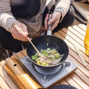 Skater IRCN1-A Outdoor Use, Removable Handle, Wok, 9.1 inches (23 cm), Lid with Storage Bag, No Seasoning Required, No Empty Boning, Camping Frying Pan, From Kanji