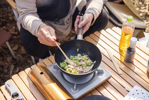 Skater IRCN1-A Outdoor Use, Removable Handle, Wok, 9.1 inches (23 cm), Lid with Storage Bag, No Seasoning Required, No Empty Boning, Camping Frying Pan, From Kanji