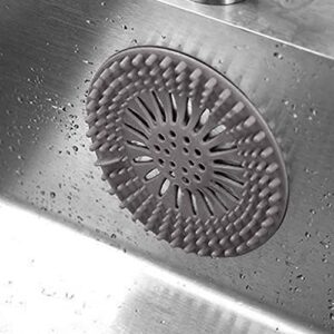 Durable Shower Drain Hair Catcher Silicone Hair Stopper Shower Drain Covers for Bathroom Bathtub Kitchen Easy to Install and Clean Suit (Grey)