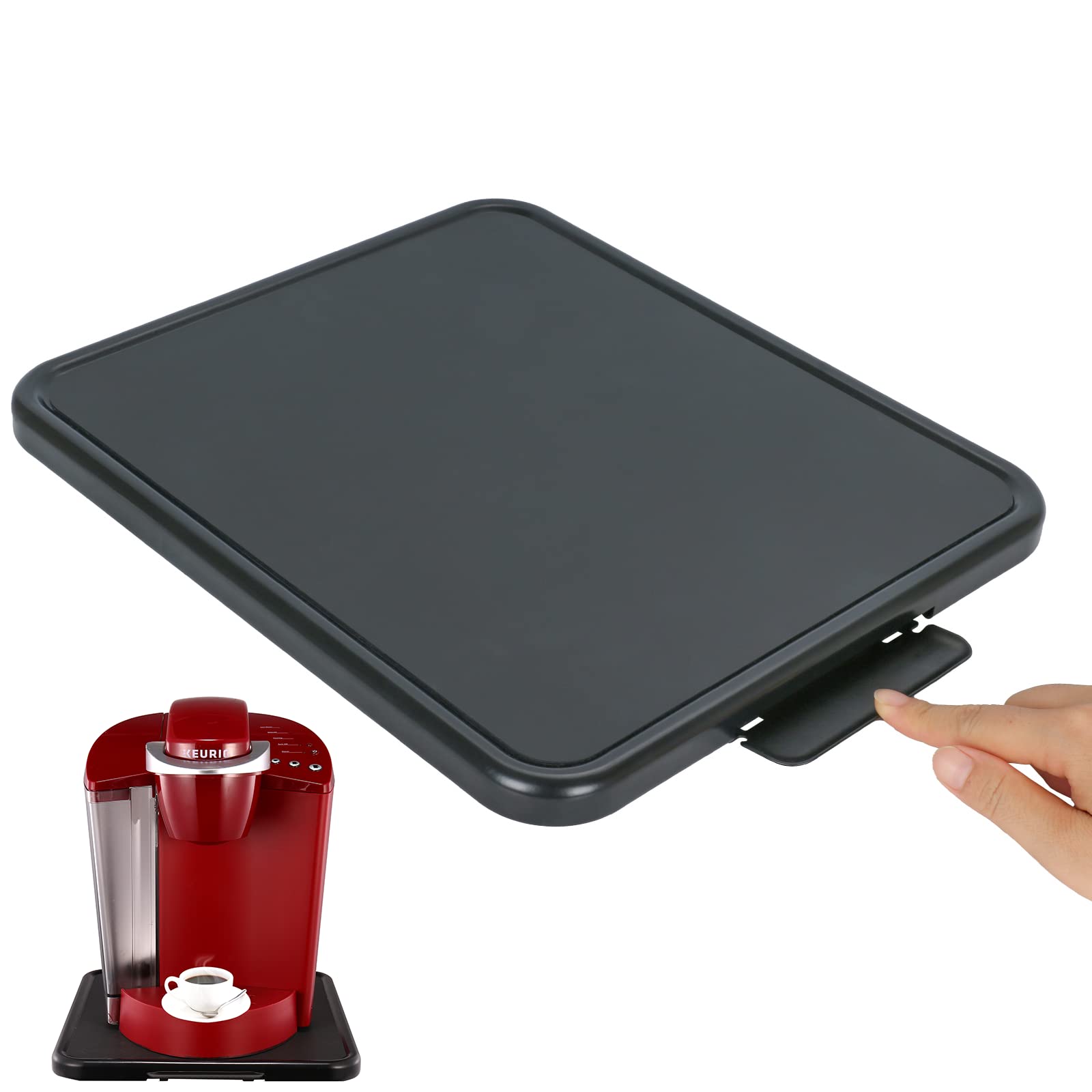 Kitchen Caddy Sliding Tray - Appliance Coffee Maker Slider, Large Rolling Tray Countertop Moving Sliders for Stand Mixer Air Fryer, Toaster, Blender, and More -11.7'' W × 13.8''D