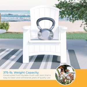 Suncast UV-Resistant Stylish Adirondack Outdoor Backyard Patio Chair with in-Seat Storage, White