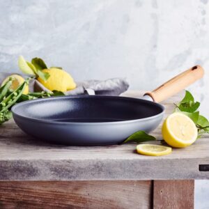 GreenPan Mayflower Pro Hard Anodized Healthy Ceramic Nonstick, 10" Frying Pan Skillet, Vintage Wood Handle, PFAS-Free, Induction, Charcoal Gray