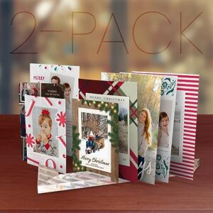 2-pack christmas card display & organizer for table shelf desk mantel | holds 60 cards | holder for greeting cards birthday cards postcards & more! | crystal clear solid acrylic | unique teacher gift