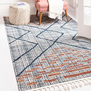 Unique Loom Aramis Collection Area Rug - Kavi (6' 1" x 9' Rectangle, Blue/ Ivory)