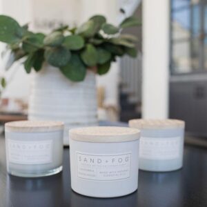 Sand + Fog Scented Candle - California Beach House – Additional Scents and Sizes – 100% Cotton Lead-Free Wick - Luxury Air Freshening Jar Candles - Perfect Home Decor – 12oz