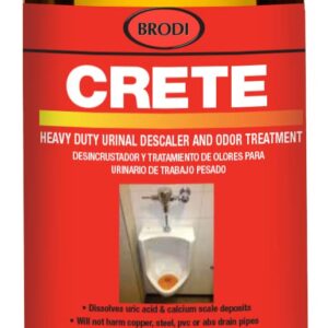 Brodi Crete-32 oz Double Size-Professional Urinal Salt Descaler & Deodorizer. Restores urinal drains to original working diameter, fix slow-running drains. Stop odors. Contains: 1 x 32oz bottle