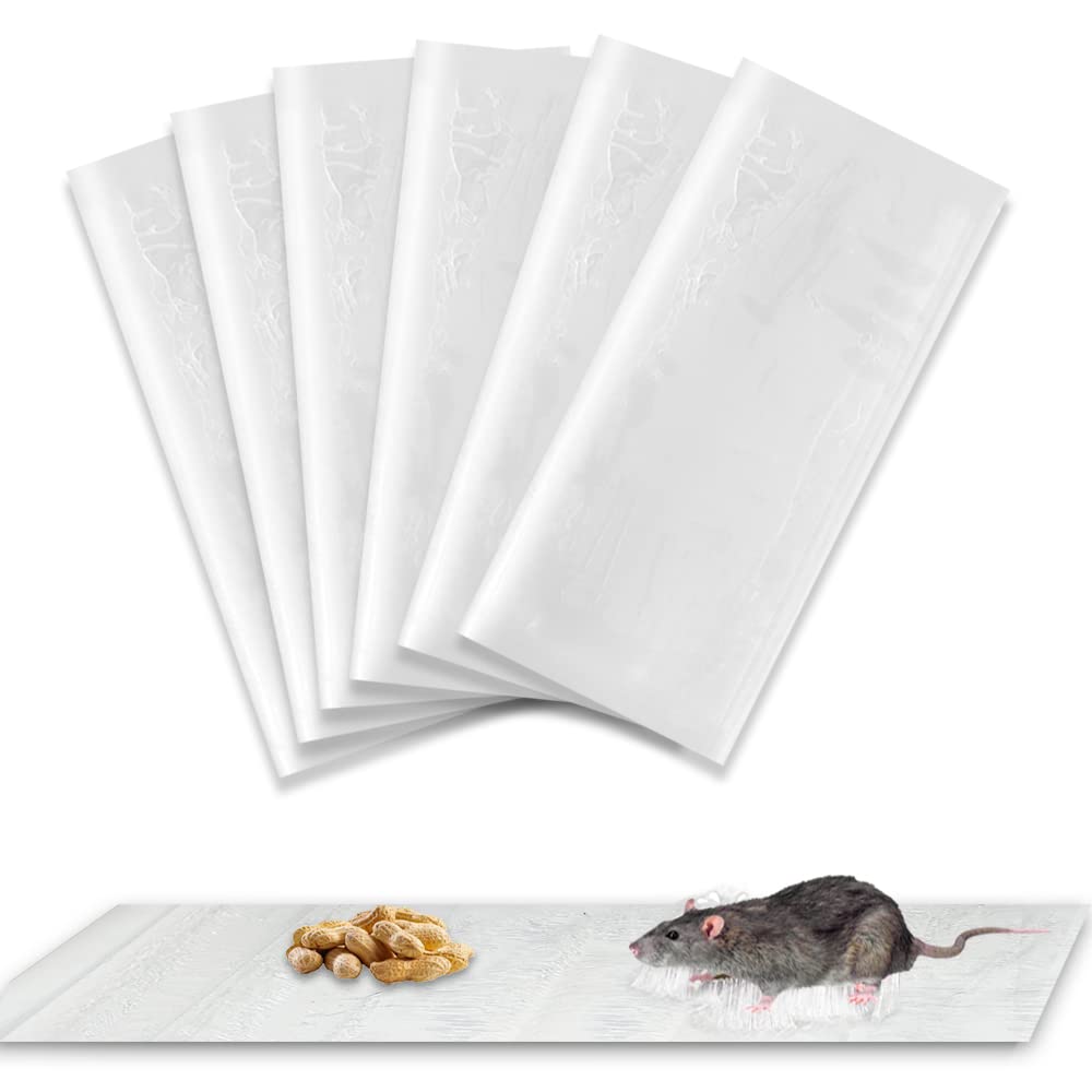 SEEKBIT 6 Pack Rat Sticky Traps Middle Size, Clear Mouse Glue Trap Sticky Trap for Mice and Rats, Enhanced Stickiness Trapping Pads Snakes Spiders Roaches for House Rodent Pest Control - 23.62x11