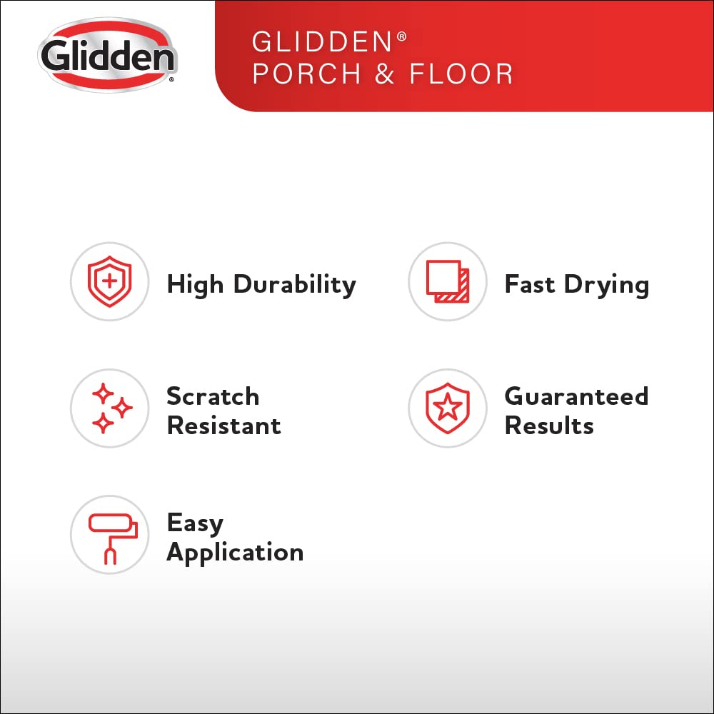 Glidden Grab-N-Go Porch and Floor Interior/Exterior Paint, 1 Gallon, Satin, Brown, Scratch Resistant, 128 Fl Oz (Pack of 1)