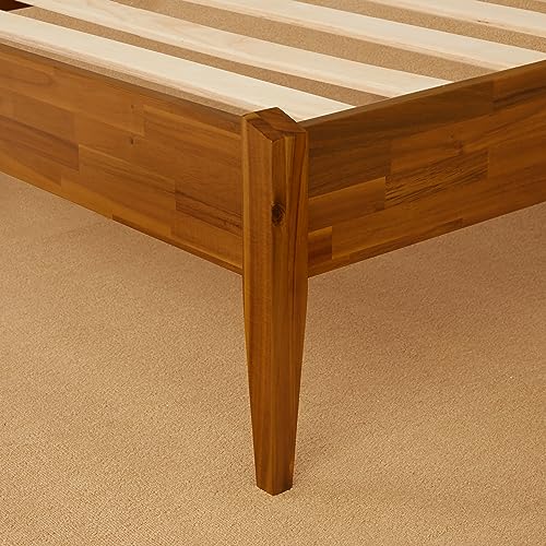 Bme Dinkee Queen Bed Frame Wood 15 Inch - Solid Wood Platform Bed Frame - Japanese Joinery Bed - Modern & Minimalist Style - Wood Slat Support - Easy Assembly - No Box Spring Needed - Caramel