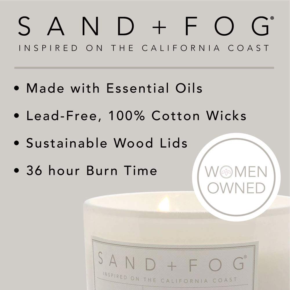 Sand + Fog Scented Candle - California Beach House – Additional Scents and Sizes – 100% Cotton Lead-Free Wick - Luxury Air Freshening Jar Candles - Perfect Home Decor – 12oz