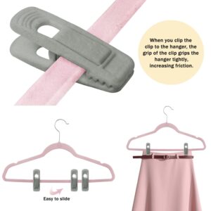 20 PCS Velvet Hangers Clips Clothes Pins clips Strong Velvet Clips Fit Clips for Velvet Hangers Perfect for Thin Velvet Hangers (Grey)