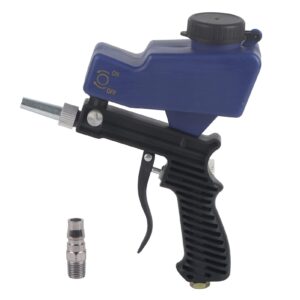 portable sandblaster gun kit 70-150 psi 6000rpm gravity feed sandblasting pneumatic blast gun handheld tool with air tube connector for cleaning rust, dirt, paint, & glass etching