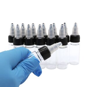 HuoHuo Hard Plastic Extruded Liquid Bottle,PET Plastic Bottle,Dispensing Bottle,13 Pcs 0.5 oz Bottles,Laboratory wash Bottle,drip Bottle,Tattoo Ink Bottle,Watercolor Pigment Bottle(15ml)