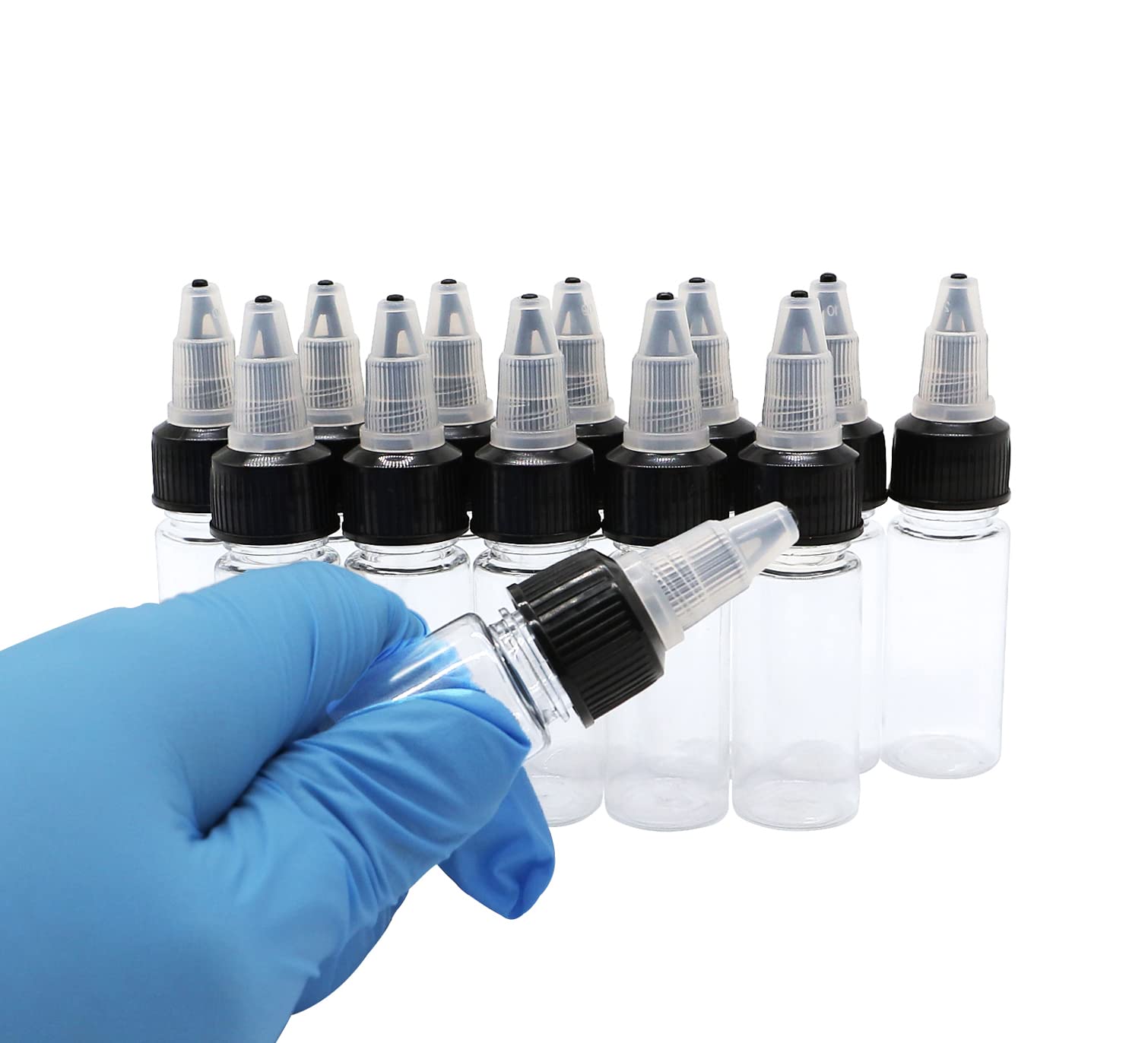 HuoHuo Hard Plastic Extruded Liquid Bottle,PET Plastic Bottle,Dispensing Bottle,13 Pcs 0.5 oz Bottles,Laboratory wash Bottle,drip Bottle,Tattoo Ink Bottle,Watercolor Pigment Bottle(15ml)