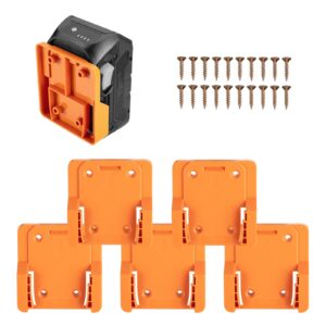 crtbelfy battery holder for ridgid aeg 18v hyper lithium battery wall mount battery storage for work van, shelf, toolbox -5 pack