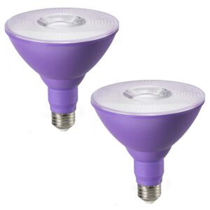 edishine christmas par38 purple led flood light bulbs outdoor, dimmable purple led light bulbs, 18w(120w equivalent), purple flood lights for christmas decorations, e26 base, etl listed, 2 pack