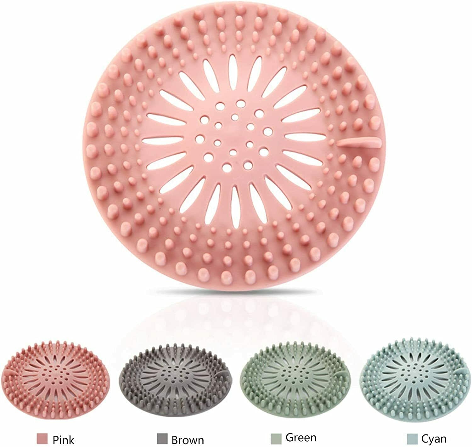 TFCFL 4 PCS Silicone Hair Stopper Shower Drain Strainer Hair Strainer for Bathroom, Bathtub, Laundry and Kitchen