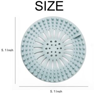 JHXTZ Shower Drain Hair Catcher, Silicone Hair Stopper, 2PC Durable Shower Drain Covers Suit for Bathroom Bathtub and Kitchen(Blue & Gray)