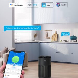 Govee Air Purifiers for Home Large Room Up to 1524 Sq.Ft, WiFi Smart Air Purifier with PM2.5 Monitor for Wildfire, H13 True HEPA Air Purifier for 99.97% Smoke, Pet Hair, Odors, 24dB Large Air Purifier