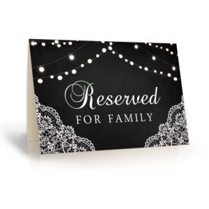 reserved signs, 10 pack tented table place cards for wedding, parties, receptions, restaurant, and celebrations, reserved signs for tables, reserved signs for wedding chairs, 4 x 6 inches.