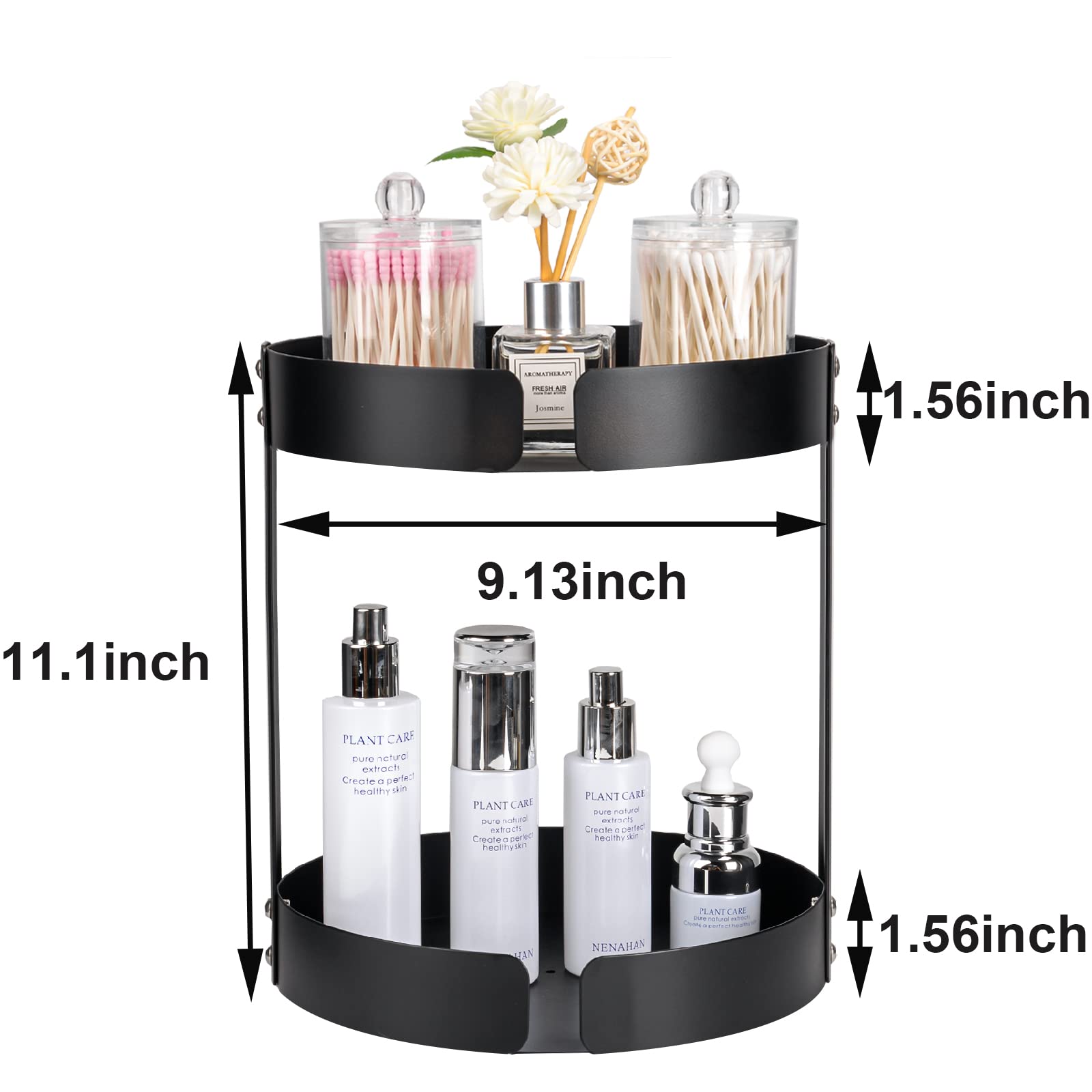 Hihotiner 2 Tier Bathroom Countertop Organizer, Stainless Steel Sink Storage Shelf, Waterproof and Rustproof, Premium Counter Rack Vanity Tray with Non-Slip Mat for Perfume, Makeup, Coffee