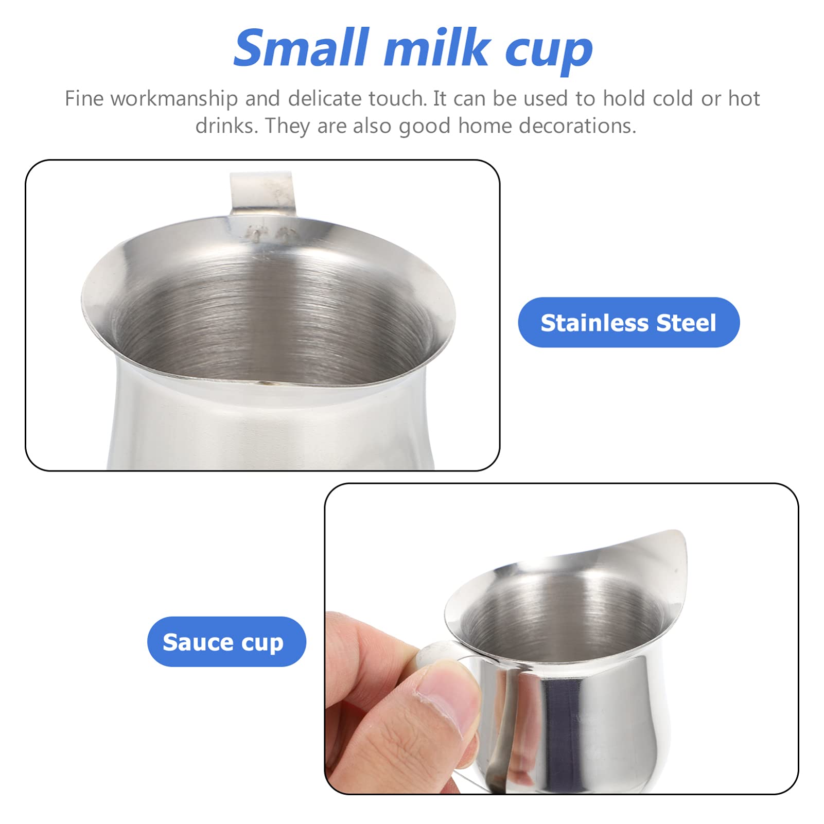 2 Pcs Stainless Steel Milk Cup Milk Pitcher Milk Container Sauce Holder Coffee Frothing Cup Milk Jug Kitchen Supply Practical Sauce Cup Multipurpose Cup Milk Holder Sauce Jug