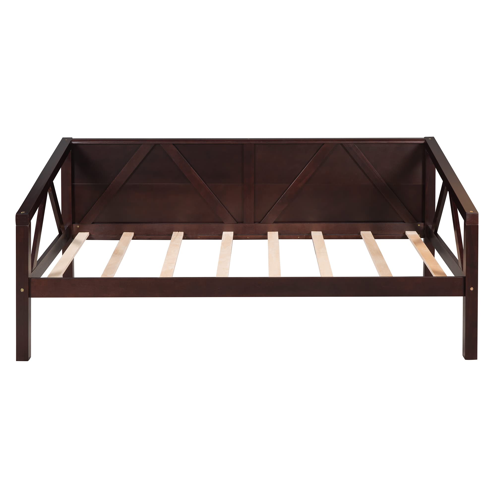 Bellemave Wooden Daybed Frame Twin Size, Full Wooden Slats Support, Dual-use Sturdy Sofa Bed for Bedroom Living Room, No Box Spring Needed (Twin, Espresso)