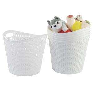 Dehouse Round Plastic Laundry Baskets, White Clothes Hamper, Pack of 6