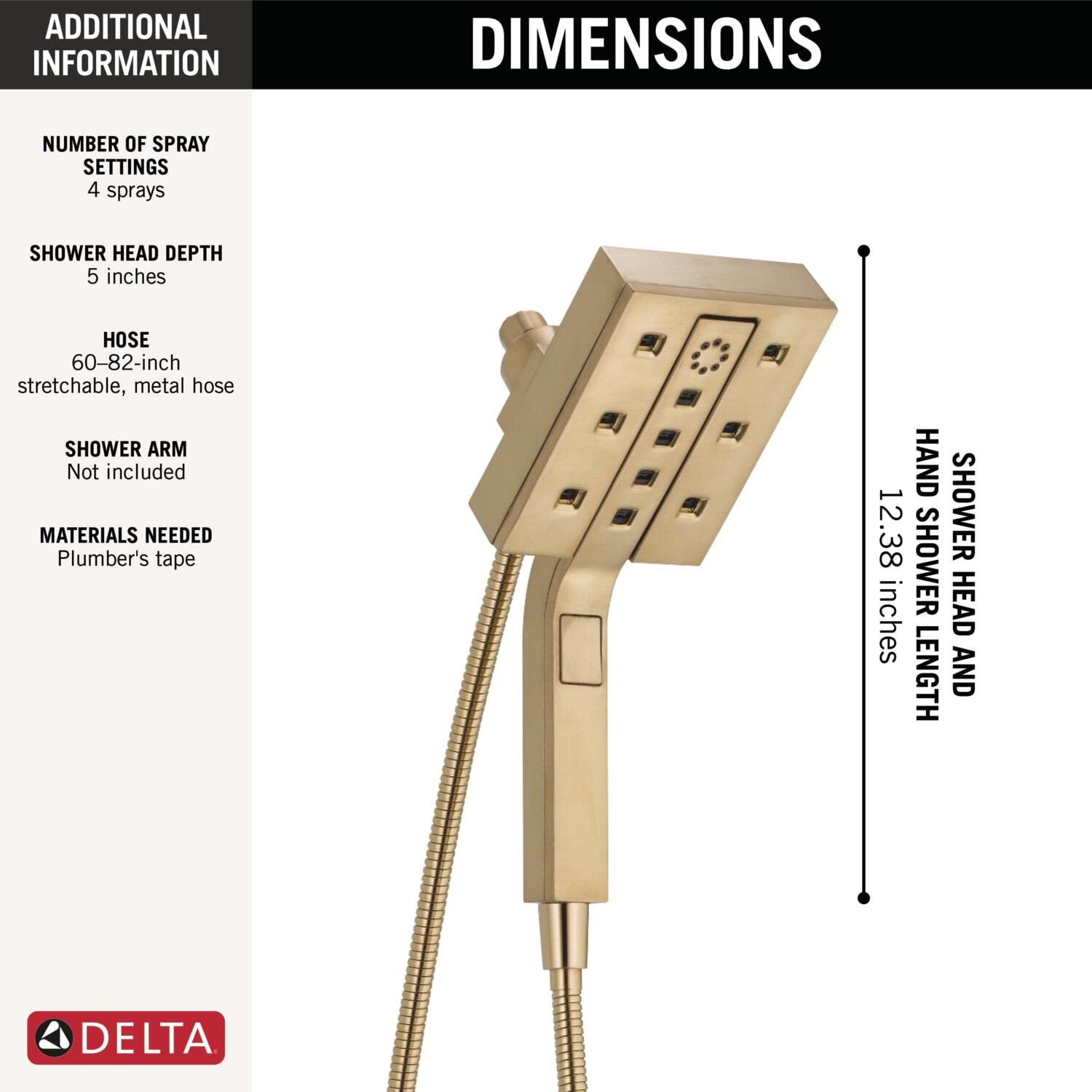 Delta FAUCET 58473-CZ-PR25 Universal Showering Components Combo, Lumicoat Bronze, 2.5 GPM Water Flow