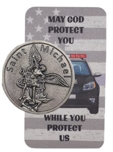 saint michael police token set with officers holy prayer card