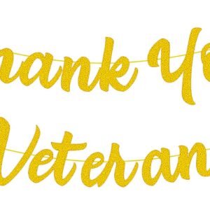 4th of July Independence Day Party Decorations, Gold Glitter Thank You Veterans Banner, American Veterans Day Party Decorations, 4th of July Patriotic Theme Party Decorations