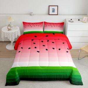 feelyou watermelon comforter set with pillow case tropical fruit print bedding set girls women twin size comforter red watermelon soft comforter set machine washable boys