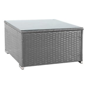 crownland patio furniture grey wicker square outdoor coffee tables with square glass top for garden, pool, backyard