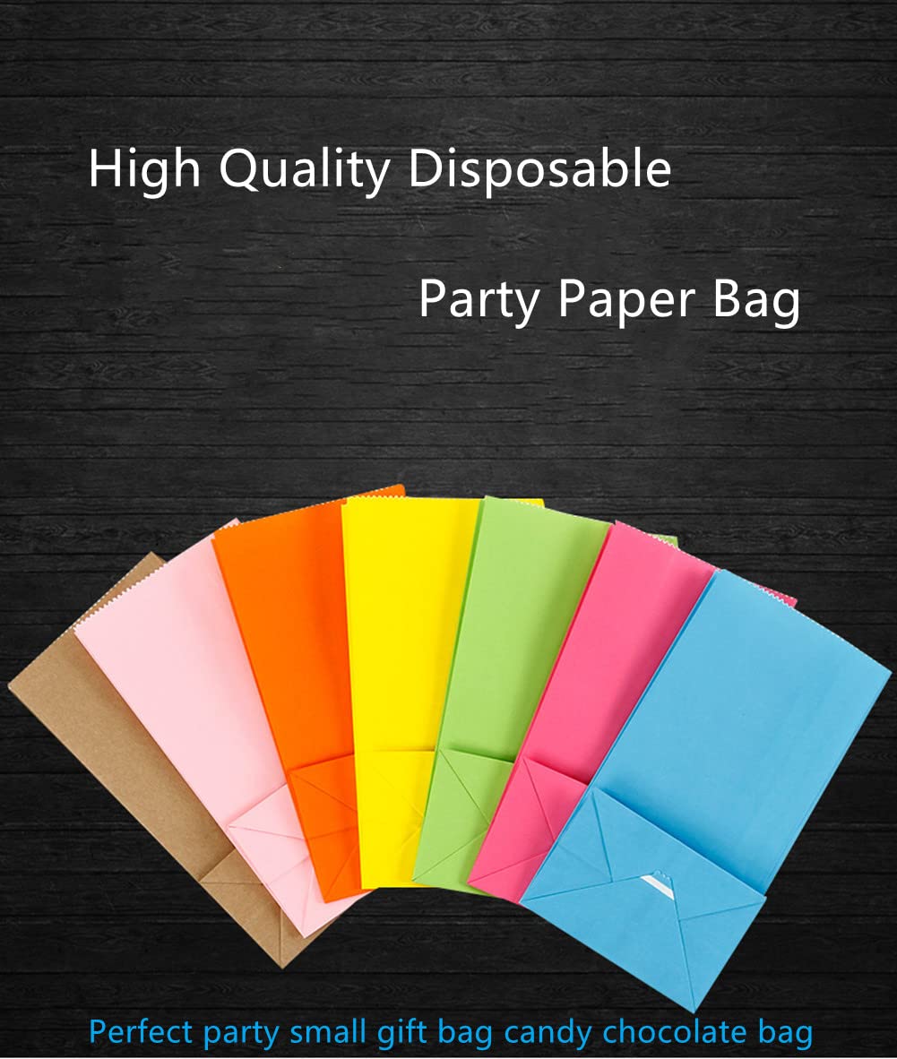 EMAAN Orange Party Gift Paper Bag 5.1 x 3.1 x 9.4 inches for Birthday, Wedding, Halloween Party (24 Count)