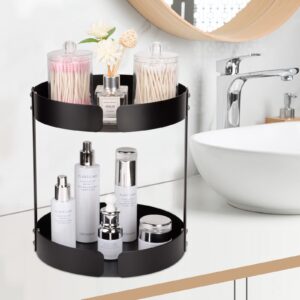 hihotiner 2 tier bathroom countertop organizer, stainless steel sink storage shelf, waterproof and rustproof, premium counter rack vanity tray with non-slip mat for perfume, makeup, coffee