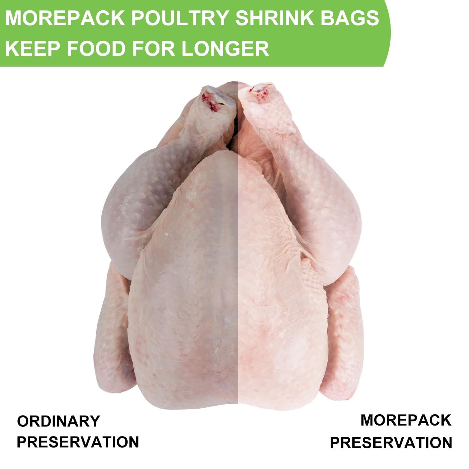 Morepack Poultry Shrink Bags,100 Pcs 13x18 Chicken Bags Heat Shrink Poultry Bags for Freezer