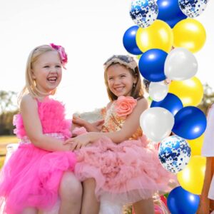 Royal Blue Yellow White Balloon Garland Arch Kit, 126PCS Blue Yellow Foil Balloons and Navy Blue Confetti Latex Balloons for Graduation Birthday Party Baby Shower Anniversary Classroom Decoration