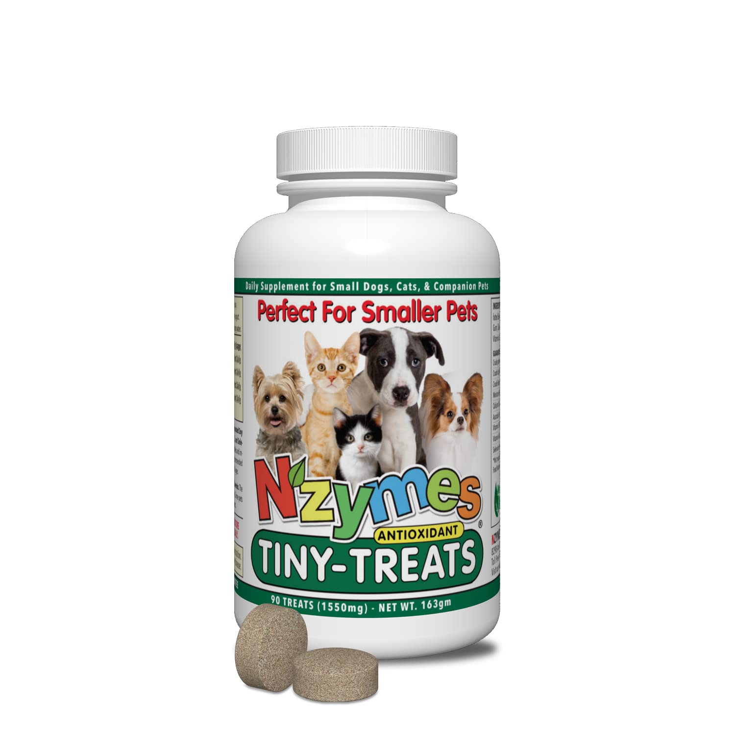 Nzymes® Antioxidant Tiny Treats - for Dogs Joints, HIPS, Paralysis, Skin, Coat, Hair Loss, Aging, Digestion, Seizures - Dog Treats for Small Dogs - 90 Treats - Made in The USA