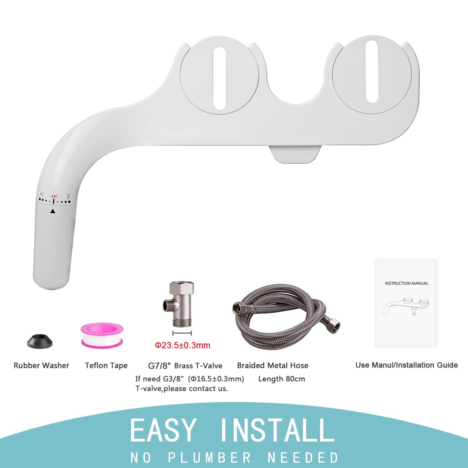 Bidet Attachment for Toilet - WITHLENT Ultra-Slim Bidet Non-Electric Dual Nozzle(Frontal & Rear Wash) Adjustable Water Pressure, Fresh Water Bidet Toilet Seat Attachment,Easy to Install