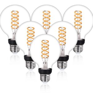 Austin Coast G25 LED Globe Edison Light Bulbs, Vintage Dimmable LED Filament Light Bulb E26, 6W Equivalent to 60W,2700K Warm White, G25 Glass Edison Style for Bathroom Makeup Mirror 6 Pack