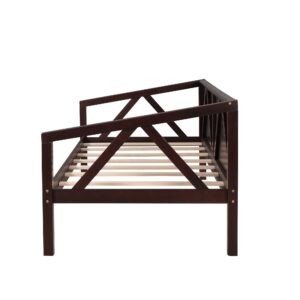 Bellemave Wooden Daybed Frame Twin Size, Full Wooden Slats Support, Dual-use Sturdy Sofa Bed for Bedroom Living Room, No Box Spring Needed (Twin, Espresso)