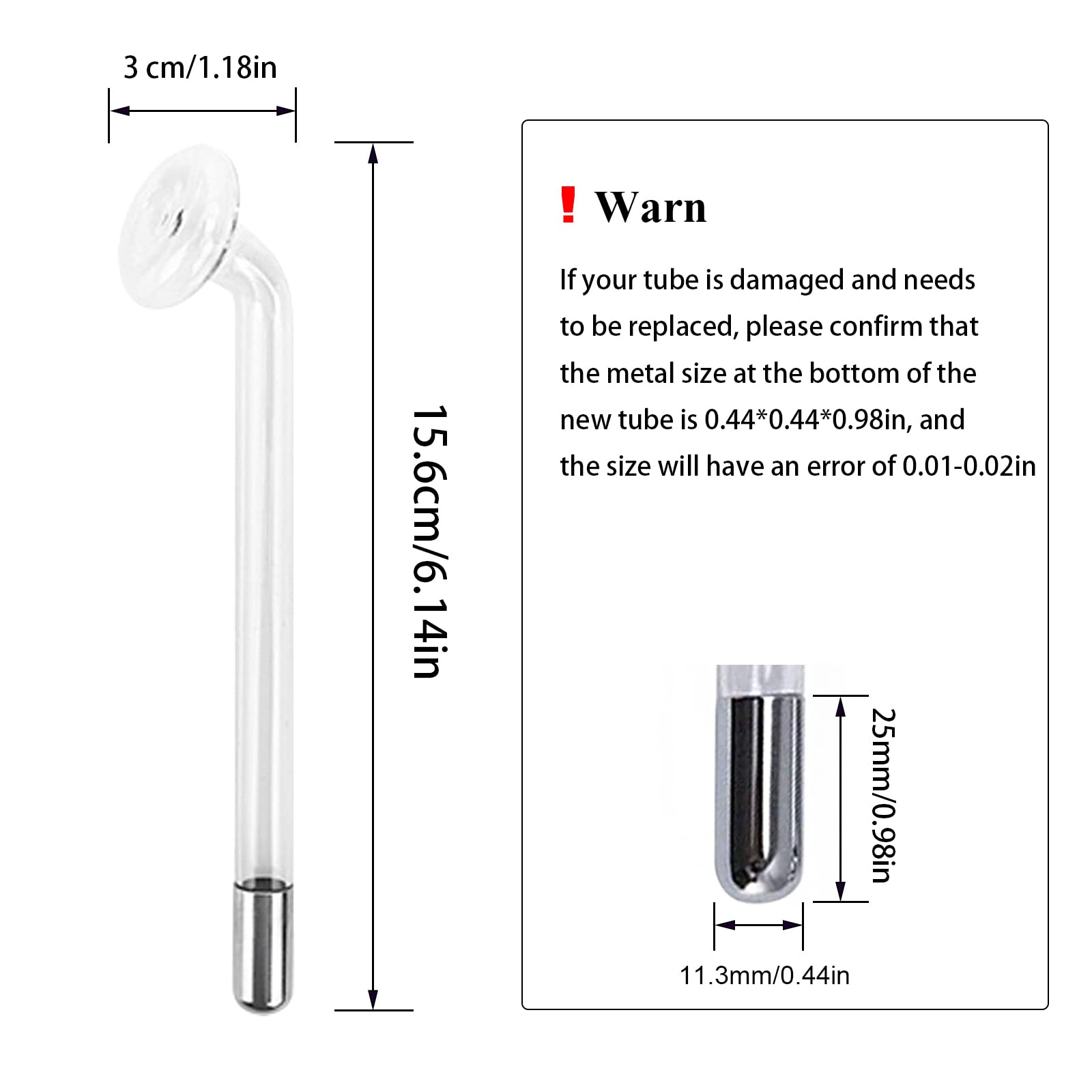 Electrode Wand Glass Tube Handheld Spare Parts for Hi Frequency Instrument Elitzia ETJX006AS (Orange Mushroom)