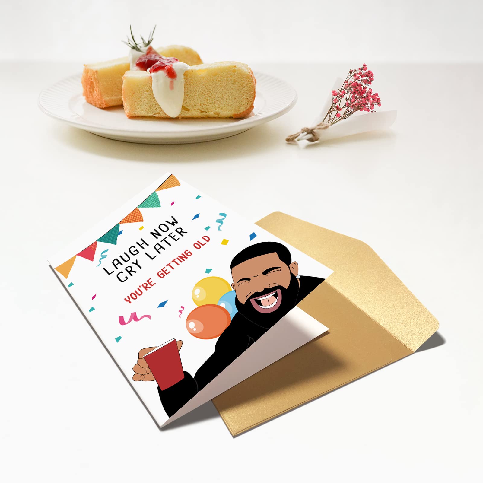 Chenive Funny Drake Happy Birthday Card, Hilarious Birthday Greeting Card for Him Her, Laugh Now Cry Later, You Are Getting Old Bday Card