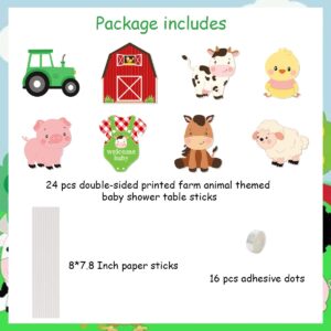 Farm Animal Baby Shower Centerpiece Sticks Red Farm Theme Table Toppers Birthday Decorations Barnyard Party Decorations for Girls Boys Baby Shower Birthday Party